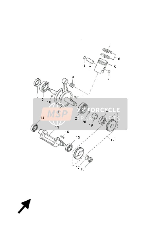 Yamaha TZR50 2007 Cigüeñal & Pistón para un 2007 Yamaha TZR50